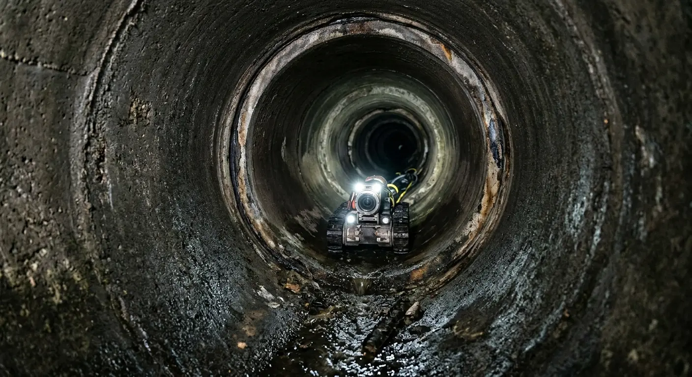 Robotic sewer camera inspecting pipe interior for Drain Snake Service in Belle Glade